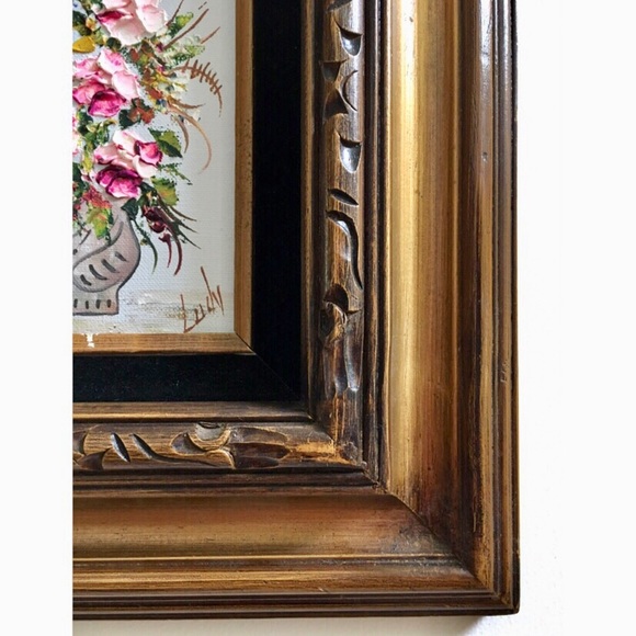 SOLD :: Vintage Framed Flower Painting - Picture 4 of 6